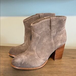 Splendid Suede Ankle Booties in Taupe